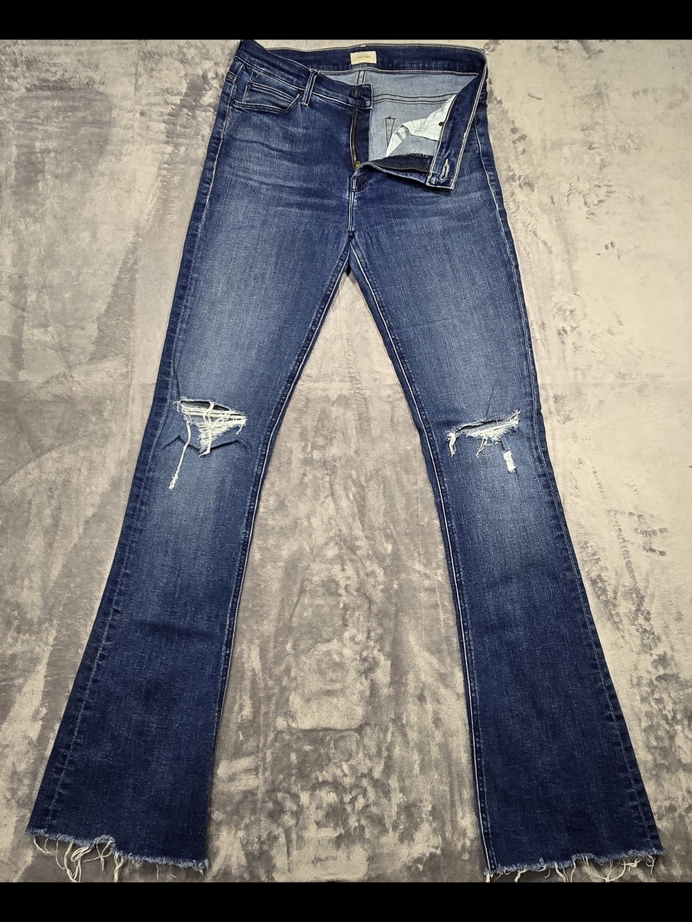 Mother Jeans The Runaway Fray Precious Heirloom Distressed Skinny Flare Size 29